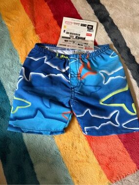 NWT Blue baby Swim Shorts with Shark Print